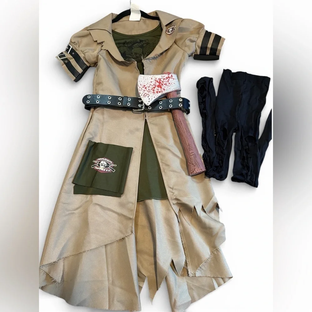 Spirit Halloween 5pc Zombie Hunter Girls Costume Youth Size Large 12-14
